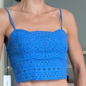 Jason Wu Vibrant Blue Eyelet Crop Top 6